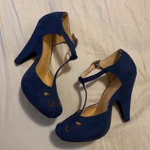 Modcloth Blue T-Strap Heels